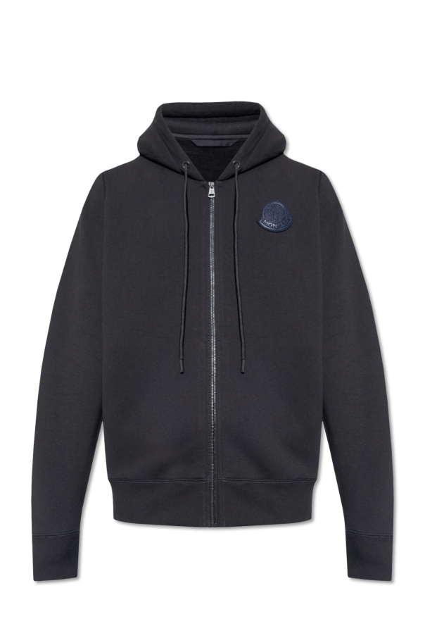 Black Hoodie with logo patch Moncler - Blue denim jacket